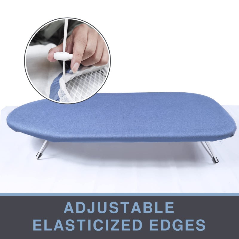 VividPaw Small Ironing Board Cover and Pad 12.5 x 30  Elastic Edge  Silicone Coated  Resist Scorching  Heavy Duty Padded Cover for Mini Table Top Iron Board (Silicone Coating-Blue  12"" x 30"") - Image 3